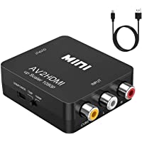 Los mejores  - Convertidor de RCA a HDMI- convertidor de audio y video AV a HDMI Mini compuesto RCA 1080P Compatible con N64 Wii PS2…